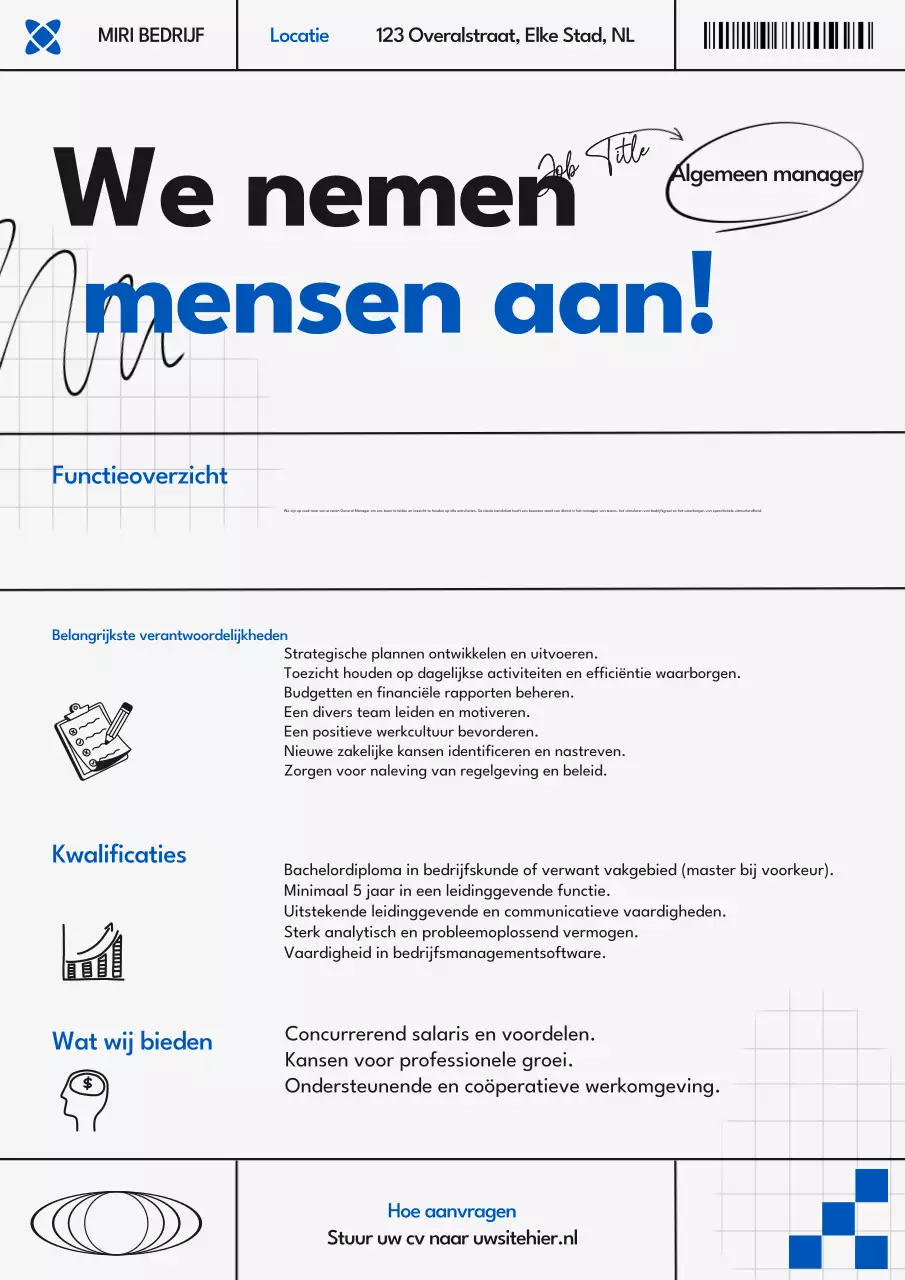 Blauw Grijze Moderne Wervingsadvertentie