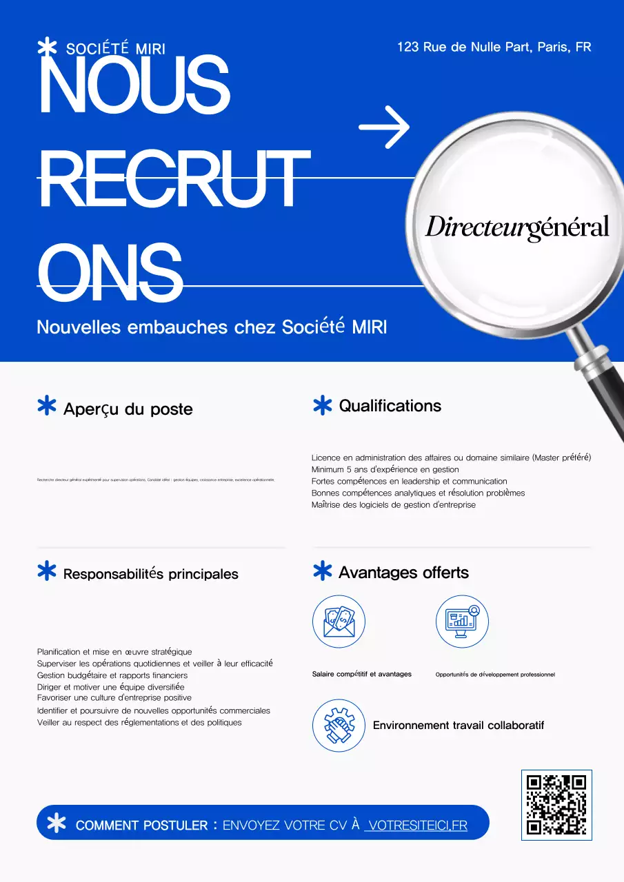 Annonce de recrutement de Blue Modern