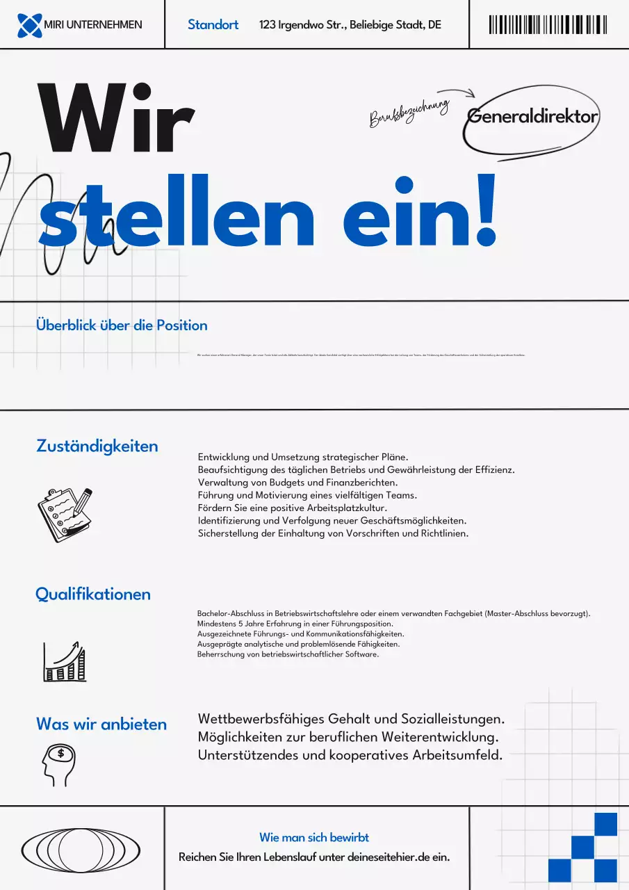 Blau Grau Modern Recruitment Anzeige