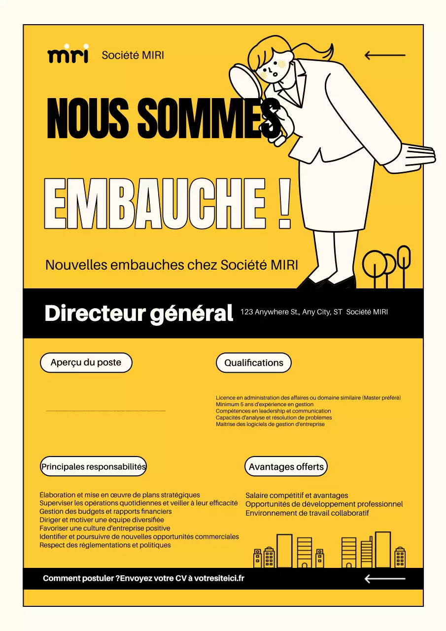 affiche d'embauche moderne jaune
