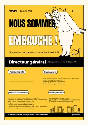 affiche d'embauche moderne jaune