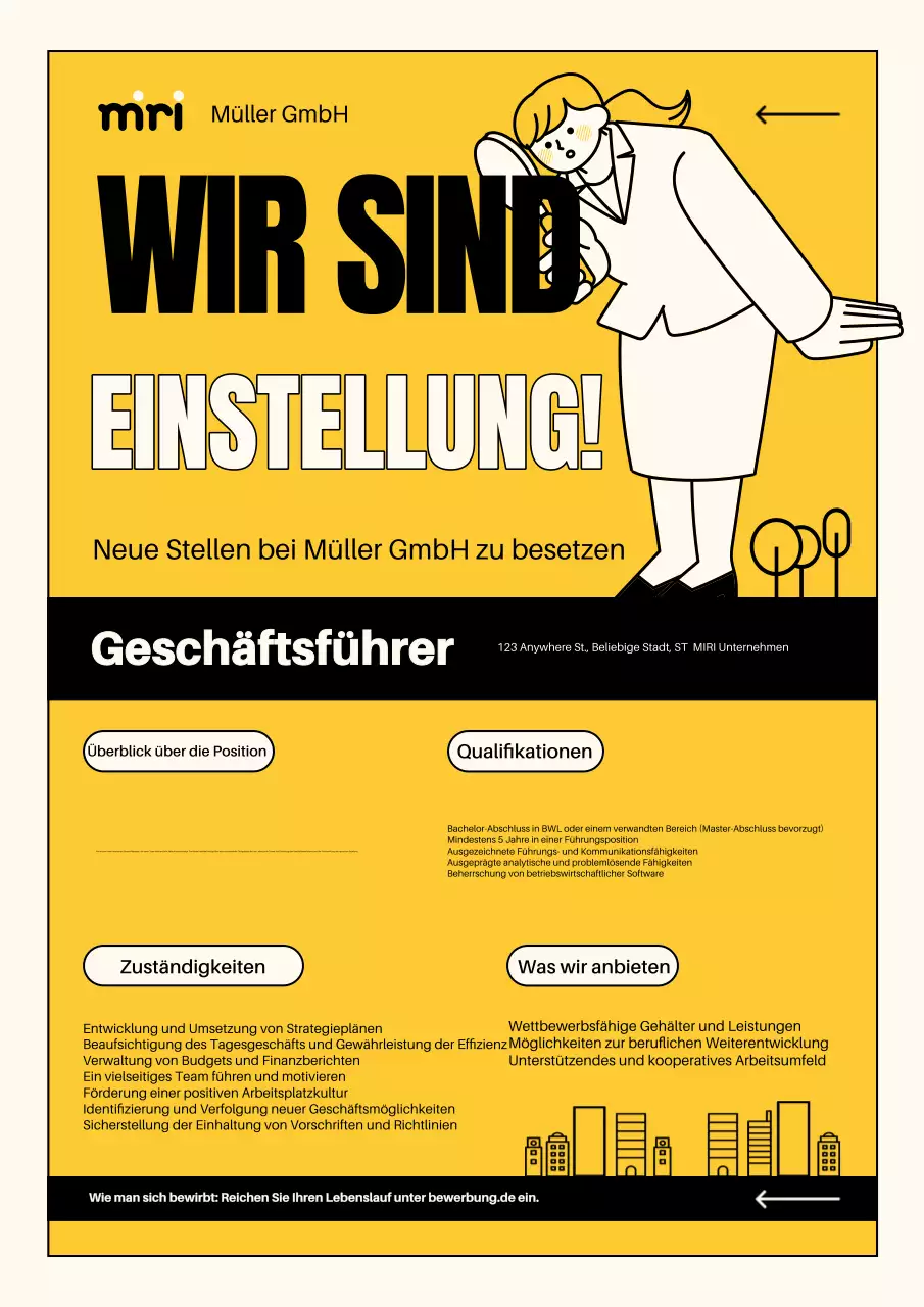 gelbes modernes Einstellungsplakat