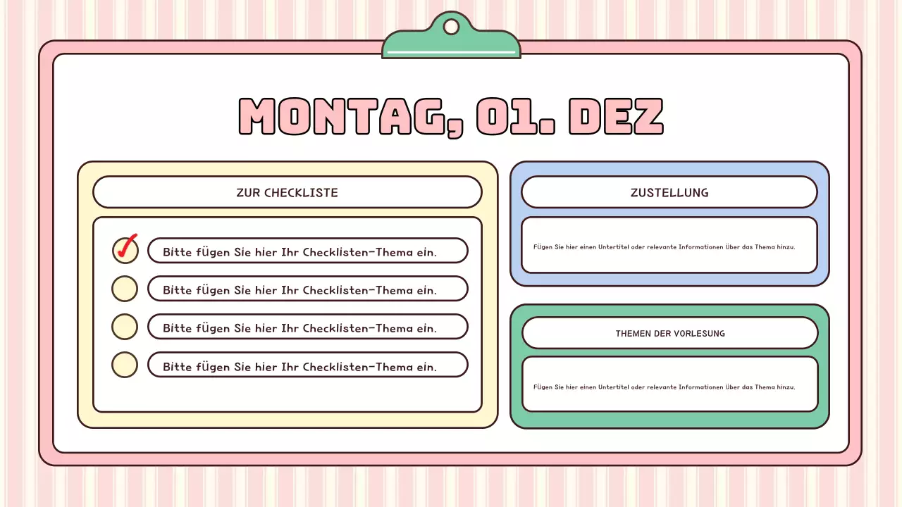 rosa moderne Schulagenda