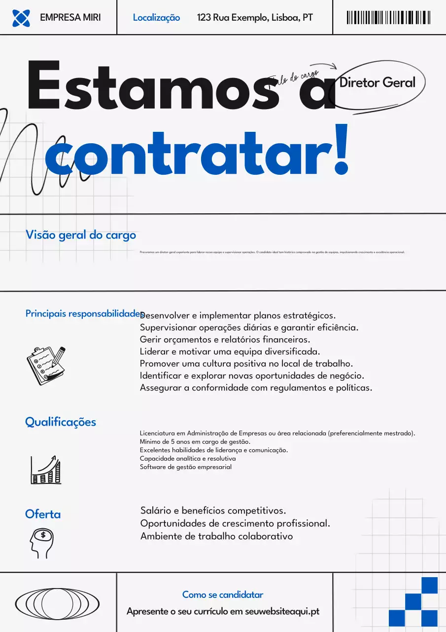 Azul Cinzento Anúncio de recrutamento moderno