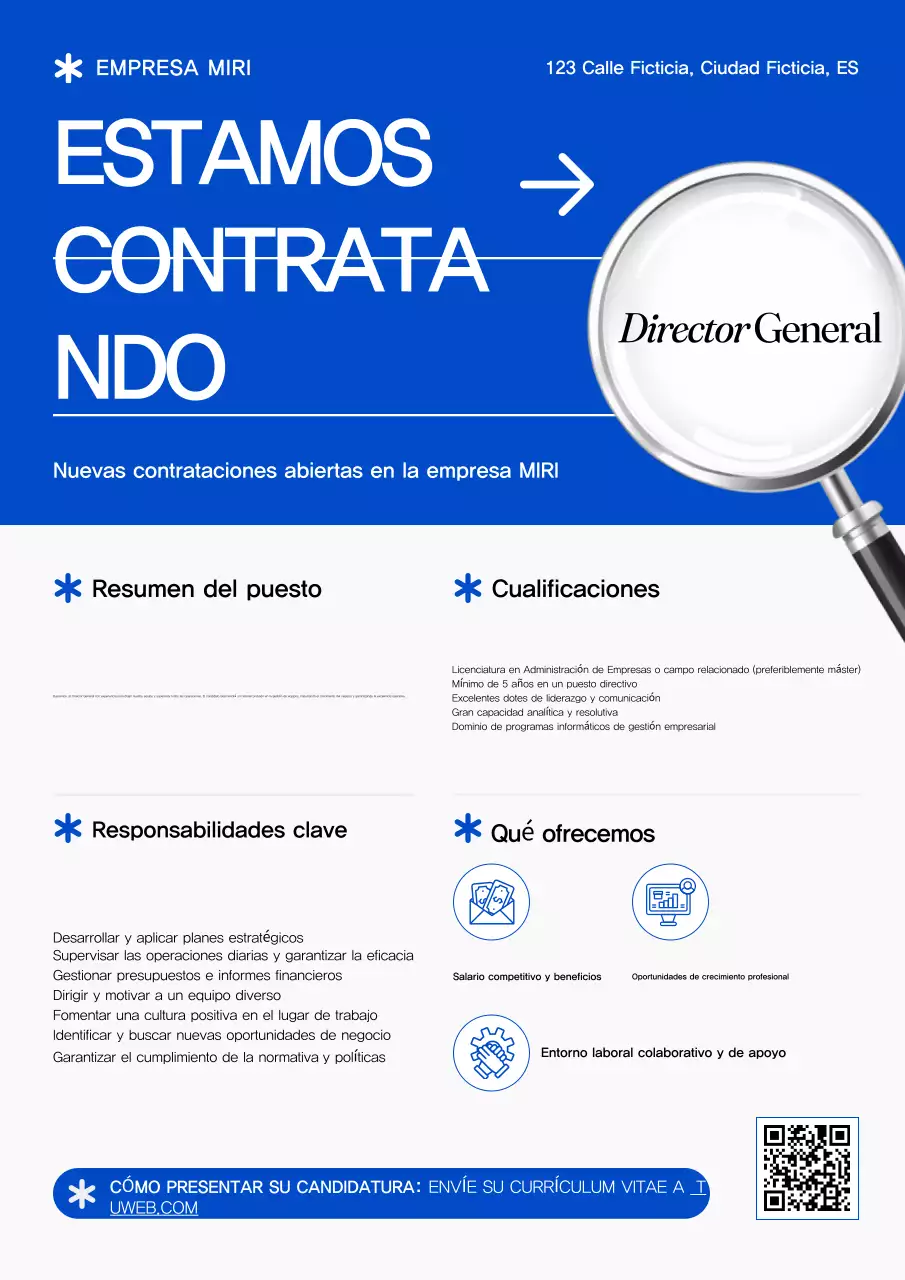 Anuncio de contratación de Blue Modern