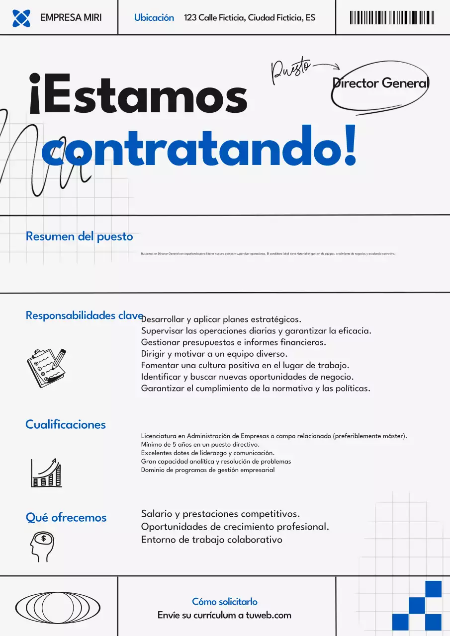 Azul Gris Anuncio de contratación moderno