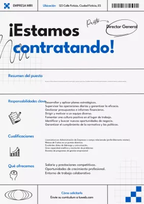 Azul Gris Anuncio de contratación moderno