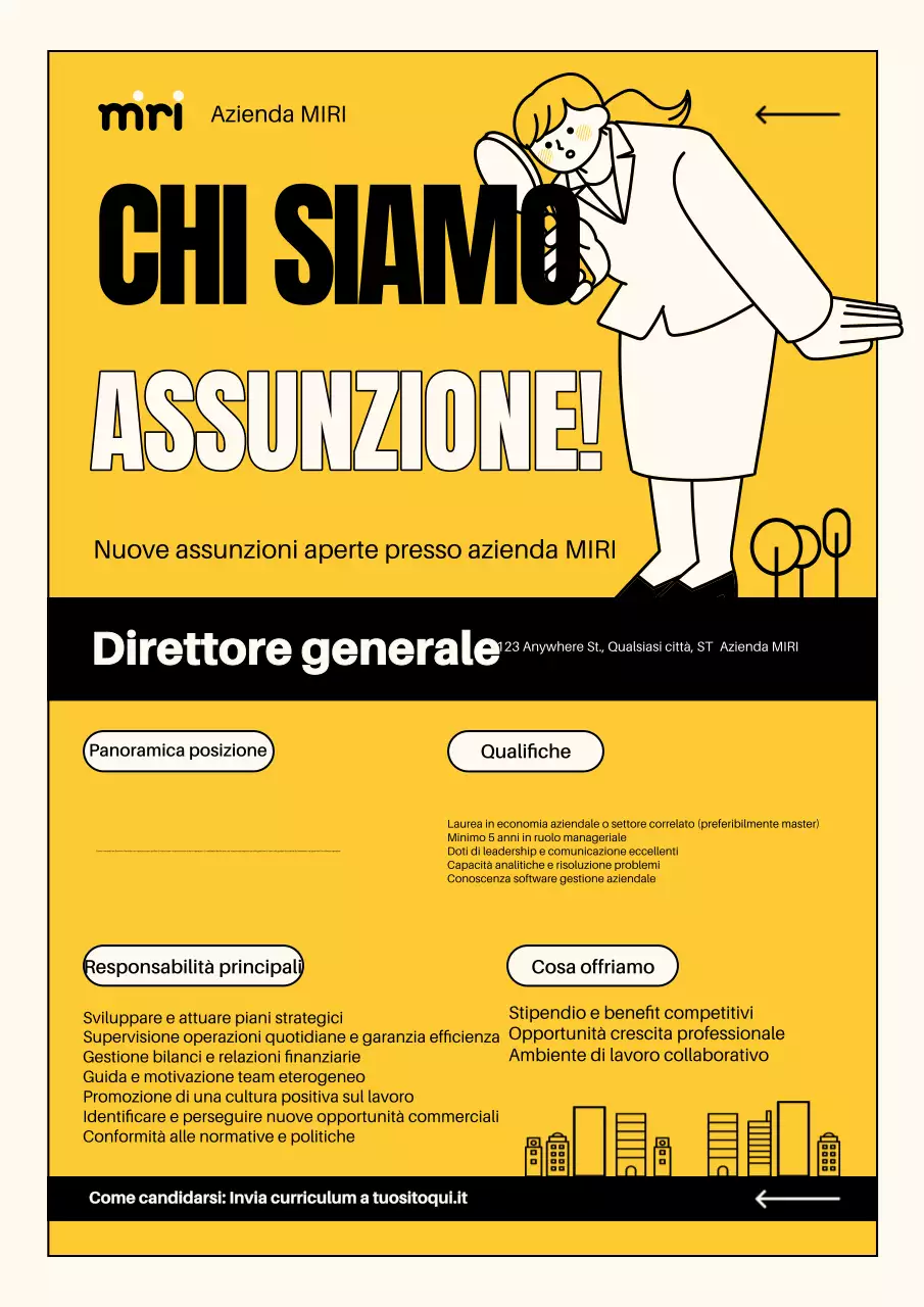 manifesto giallo moderno per l'assunzione di personale