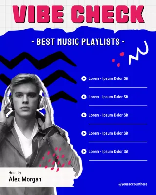 Blue Vibrant Modern Podcast Music Playlist Cover Promotion Instagram Post