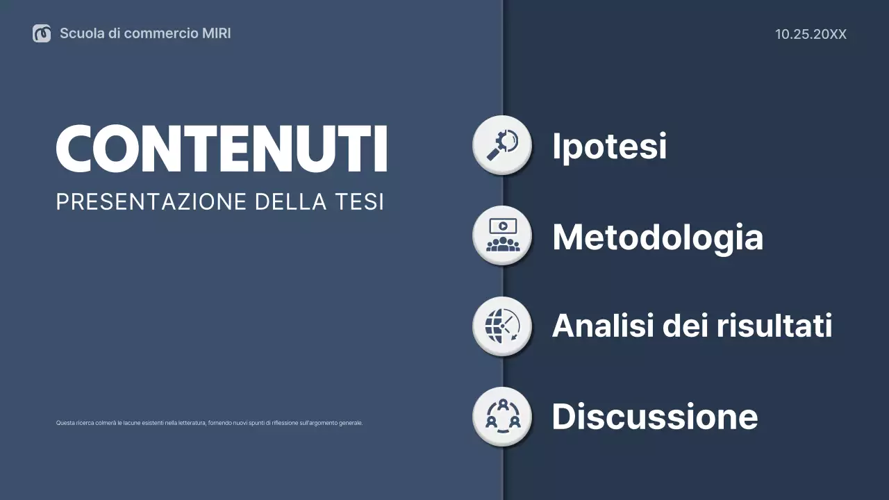 impaginazione della tesi professionale della marina