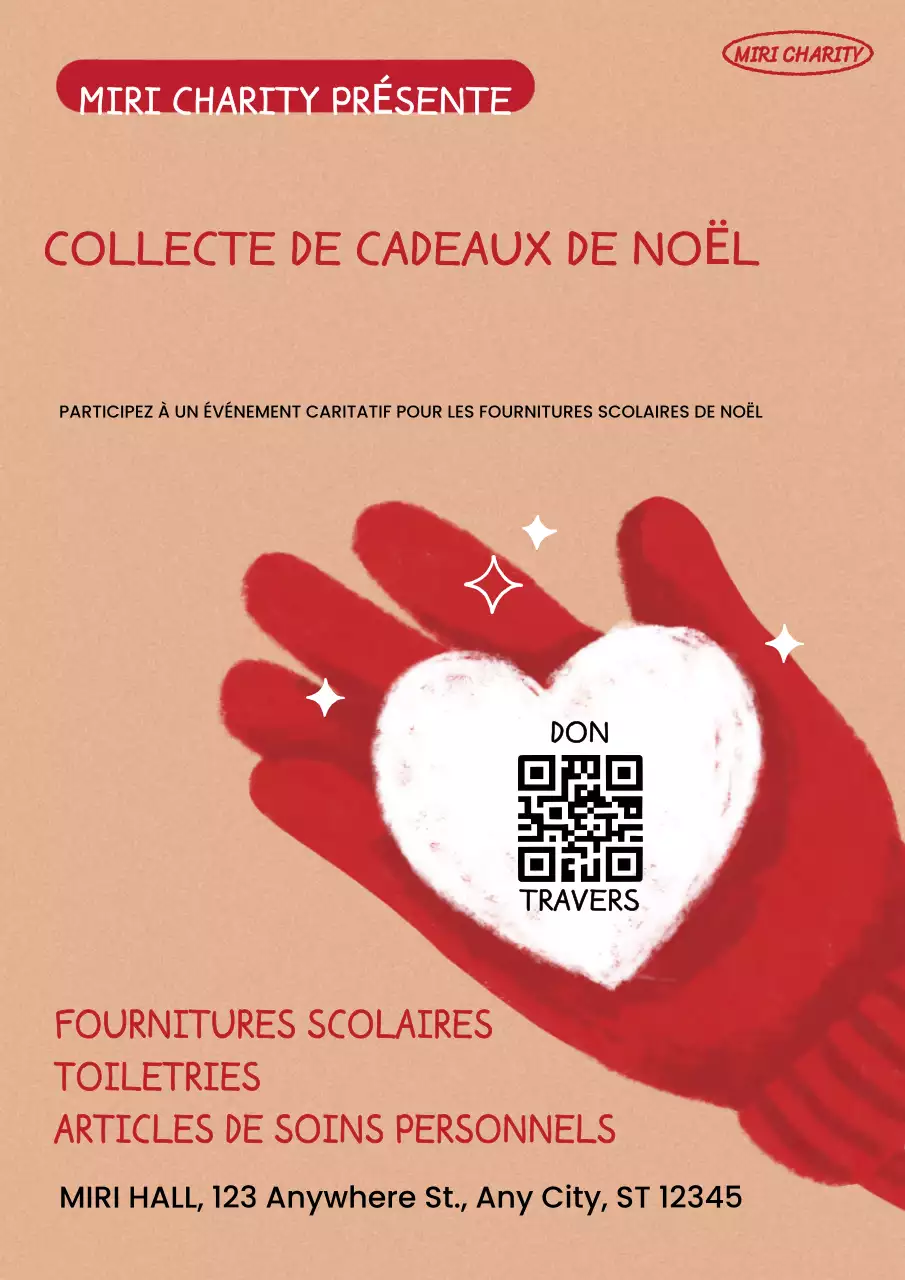 annonce d'un événement caritatif festif rouge