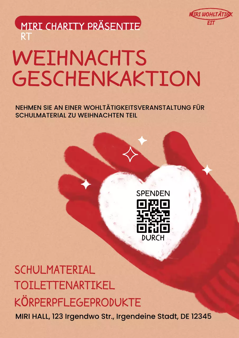 ankündigung der roten festlichen wohltätigkeitsveranstaltung