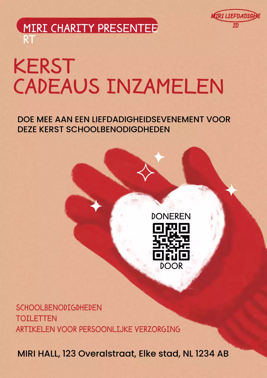 aankondiging rood feestelijk liefdadigheidsevenement