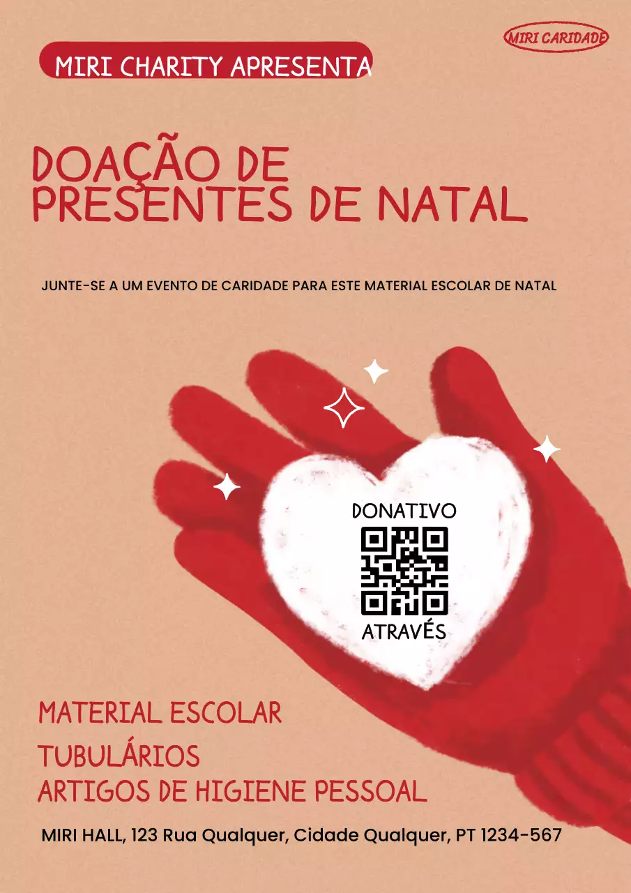anúncio de evento de caridade festivo vermelho