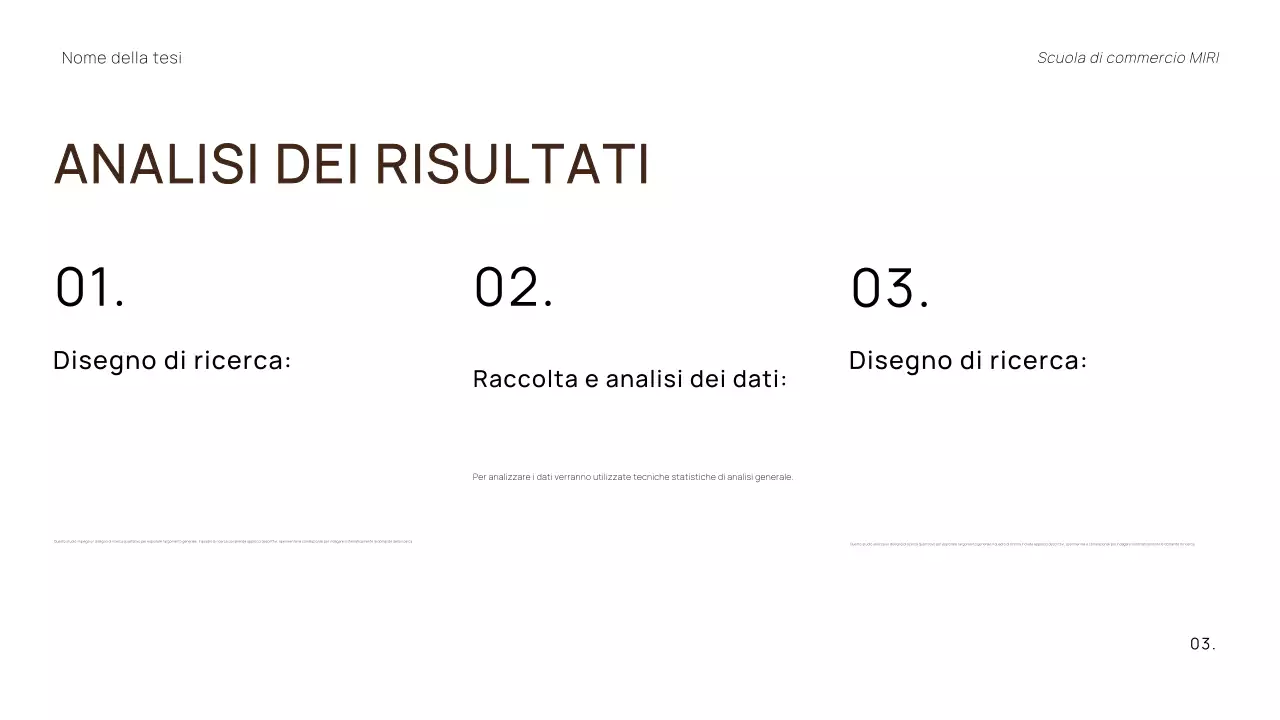 PRESENTAZIONE DI TESI PROFESSIONALE MINIMA E DI TENDENZA