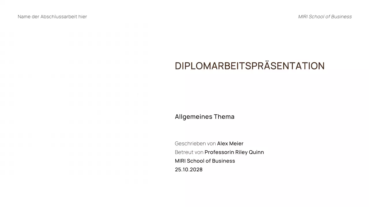 TRENDIGE MINIMALE PROFESSIONELLE DISSERTATIONSPRÄSENTATION