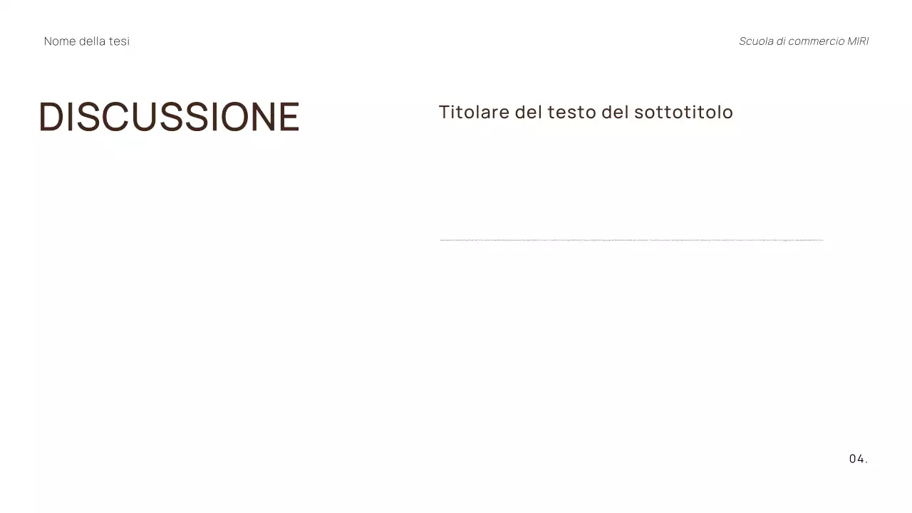 PRESENTAZIONE DI TESI PROFESSIONALE MINIMA E DI TENDENZA