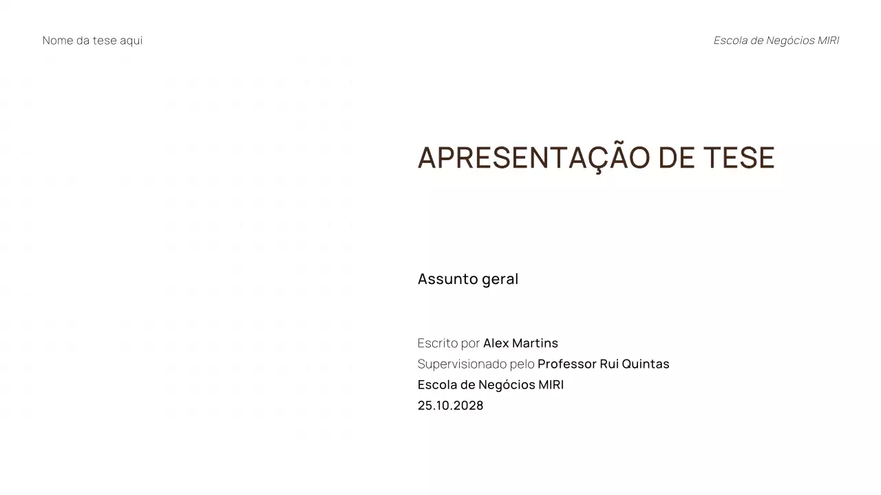 APRESENTAÇÃO DE TESE PROFISSIONAL MÍNIMA NA MODA
