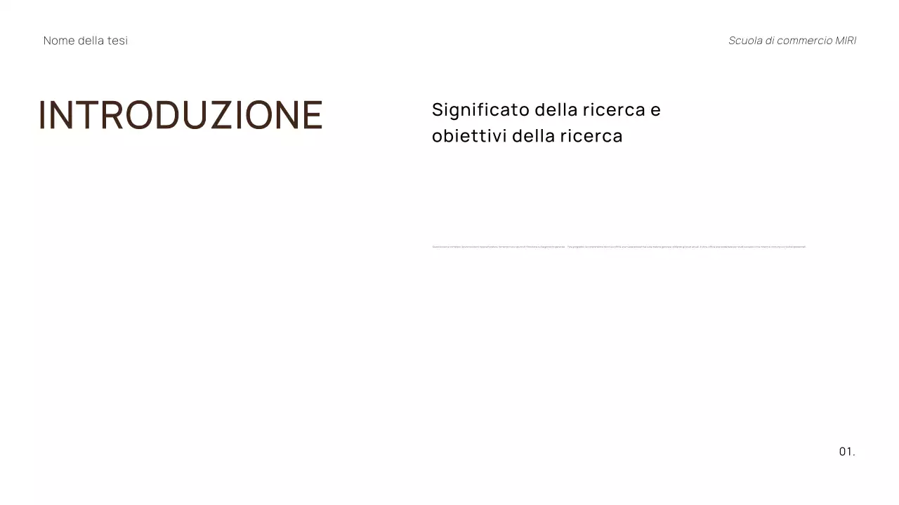 PRESENTAZIONE DI TESI PROFESSIONALE MINIMA E DI TENDENZA
