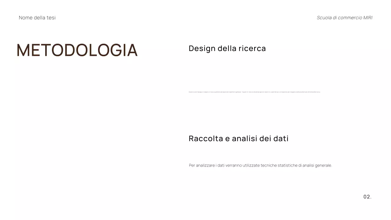 PRESENTAZIONE DI TESI PROFESSIONALE MINIMA E DI TENDENZA