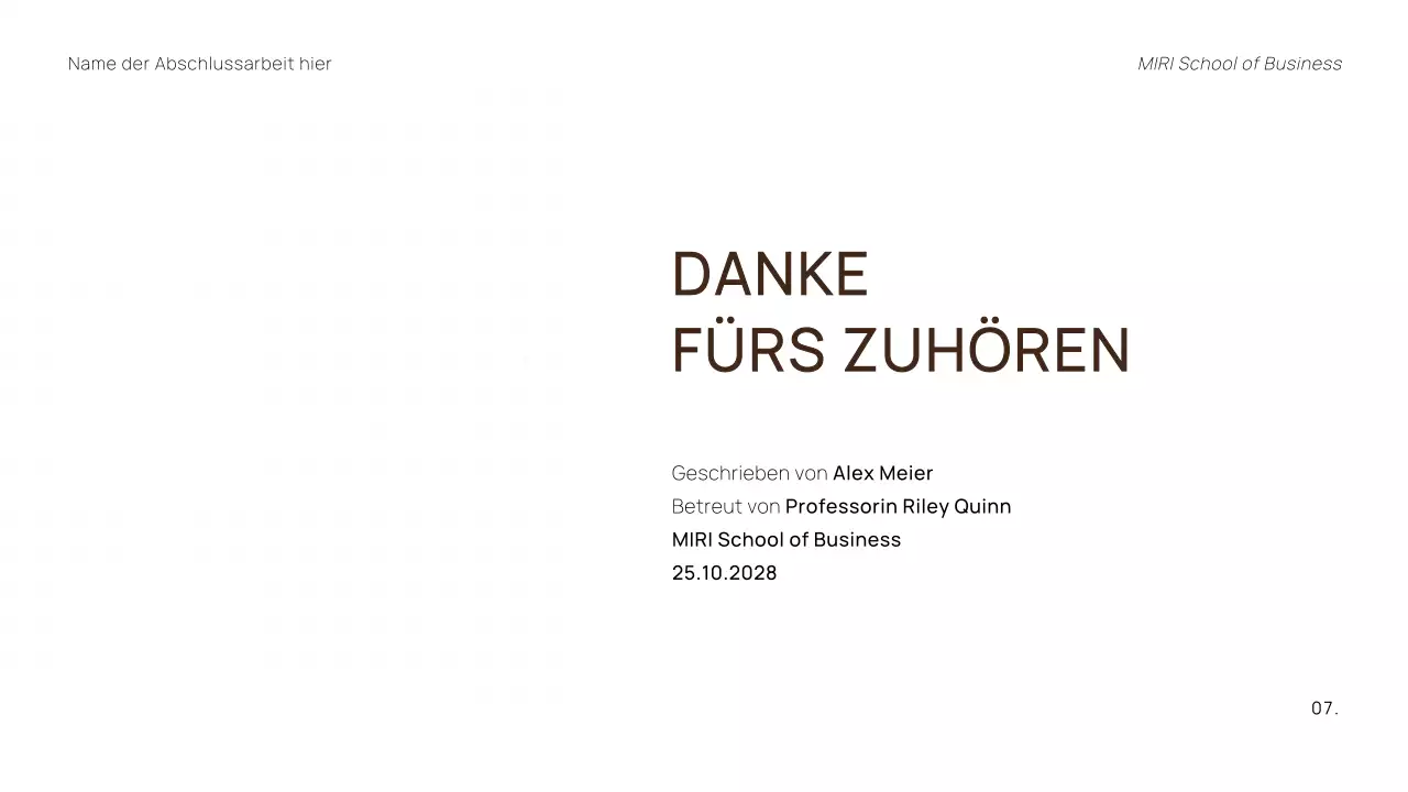 TRENDIGE MINIMALE PROFESSIONELLE DISSERTATIONSPRÄSENTATION