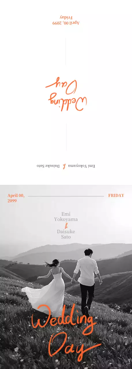 白黒 モダン 招待状 手書き