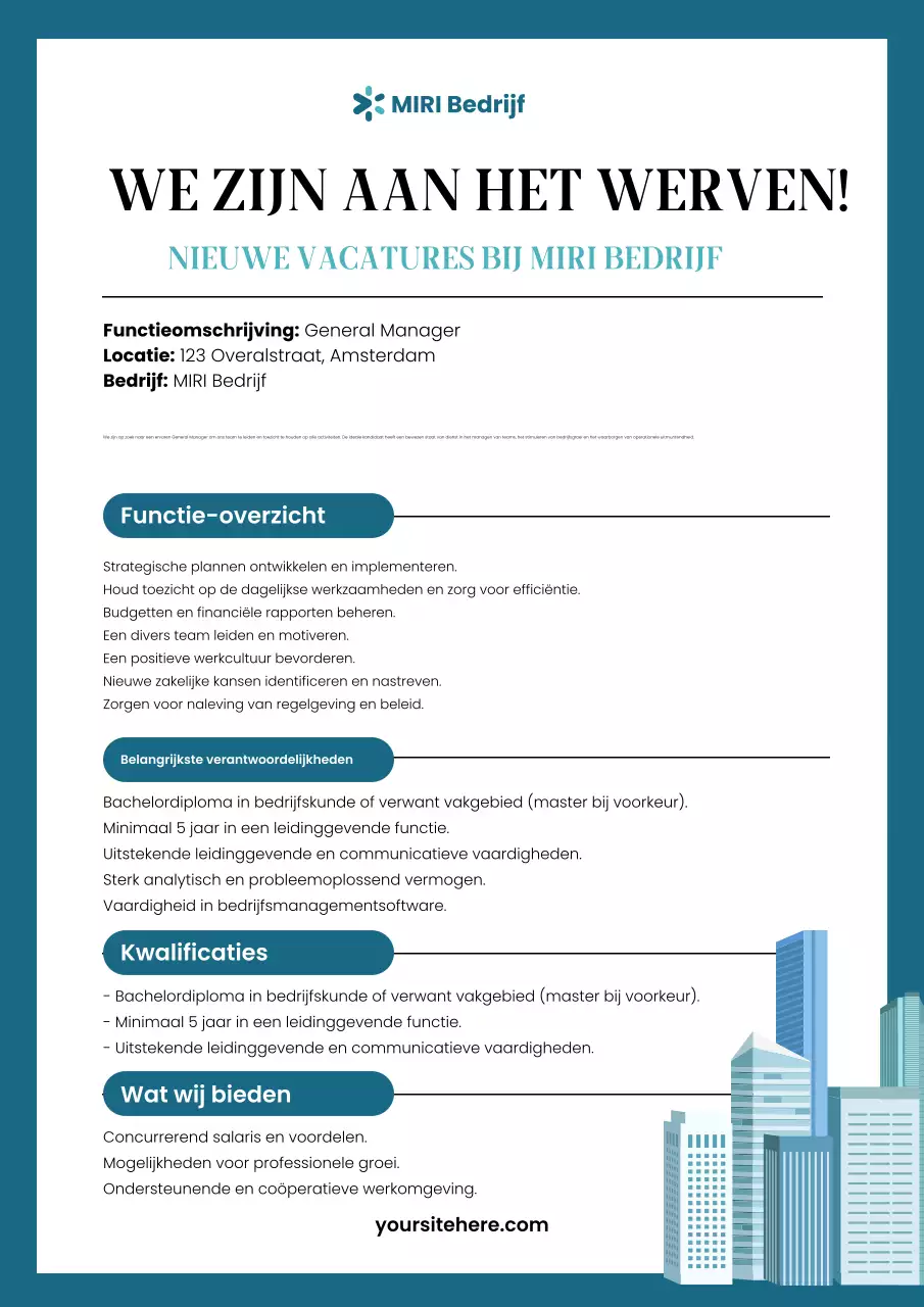 teal professionele aankondiging van aanwerving