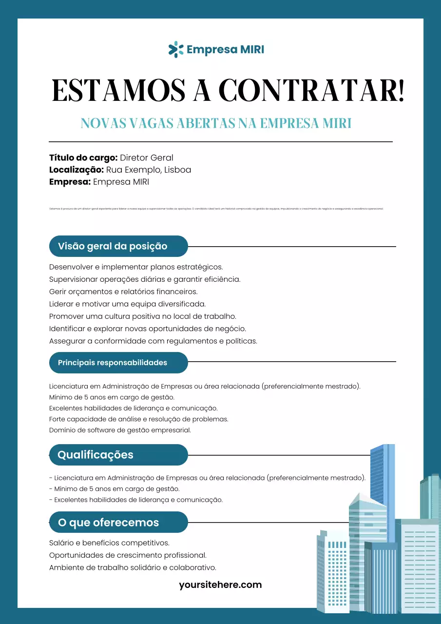 anúncio de contratação de profissionais da teal