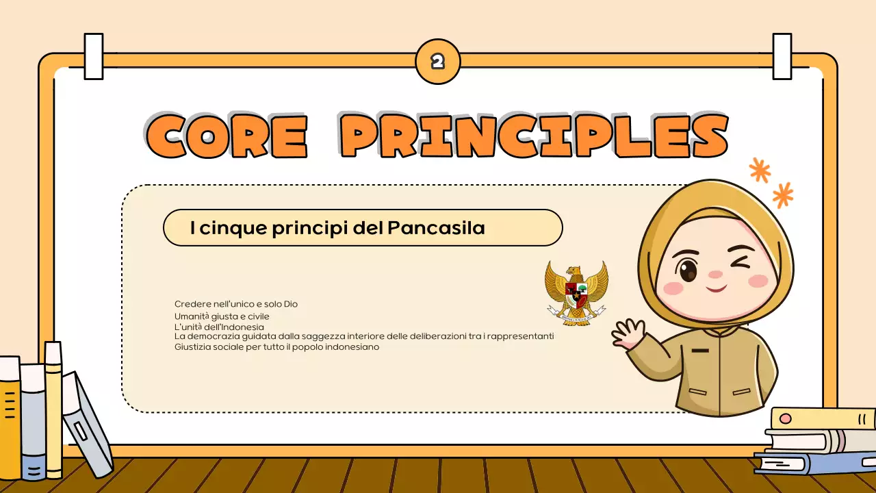 Presentazione del cartone animato arancione sull'educazione