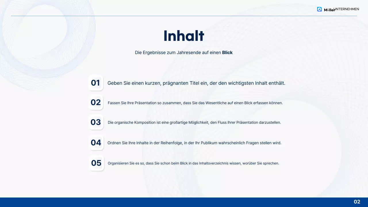 Analyse der blauen sauberen Jahresendberichte