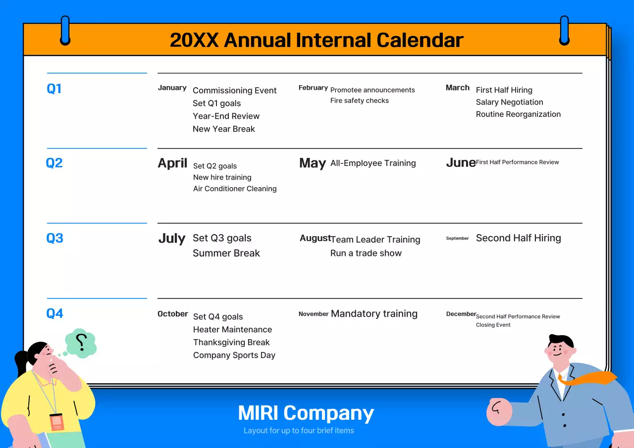 Lịch kế hoạch hàng năm của Blue Basic