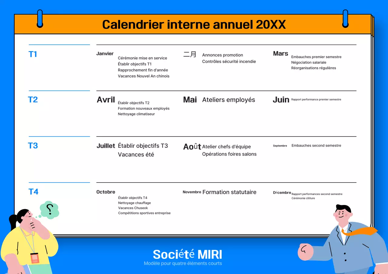 Calendrier de planification annuelle par défaut bleu