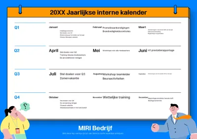 Blauwe standaard jaarplanningskalender