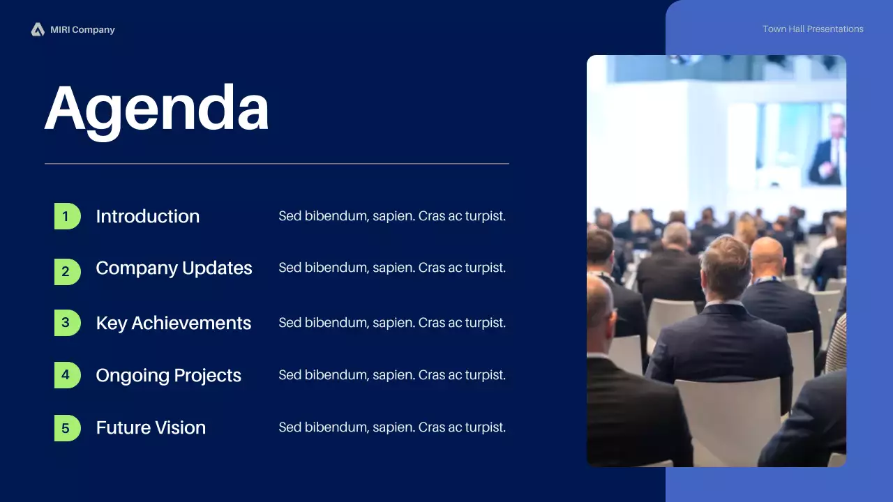 Blue Professional Town Hall Meeting Business Presentation