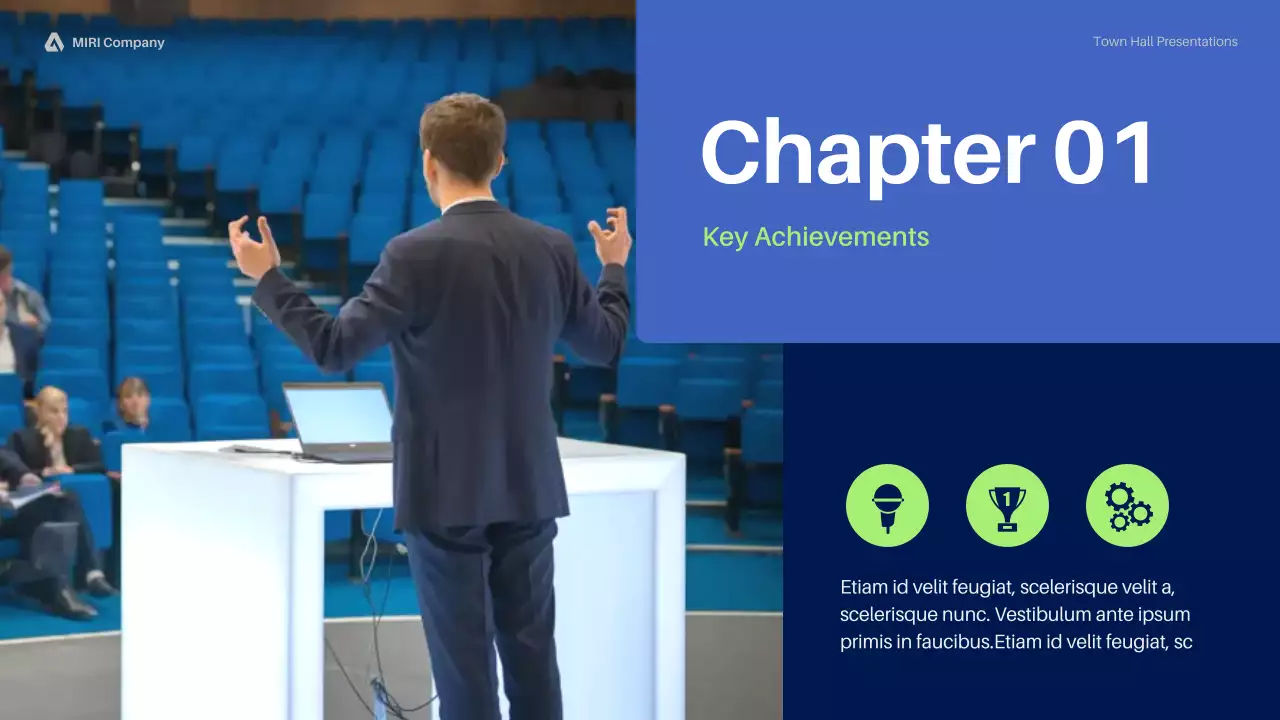 Blue Professional Town Hall Meeting Business Presentation