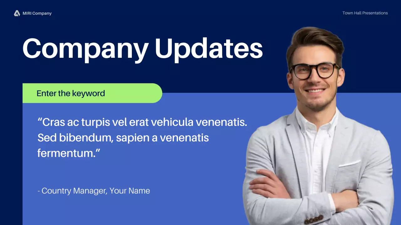 Blue Professional Town Hall Meeting Business Presentation