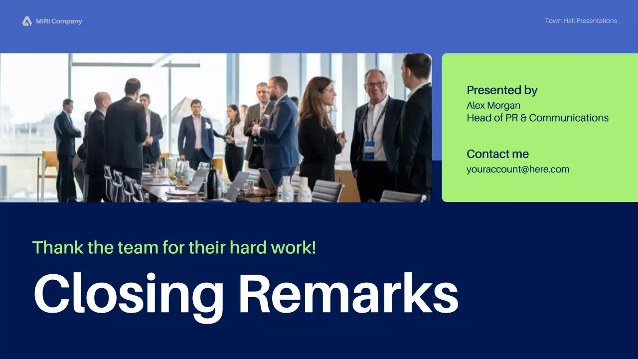 Blue Professional Town Hall Meeting Business Presentation