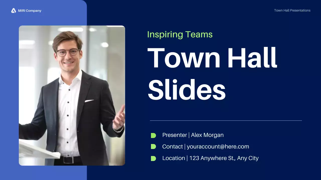 Blue Professional Town Hall Meeting Business Presentation