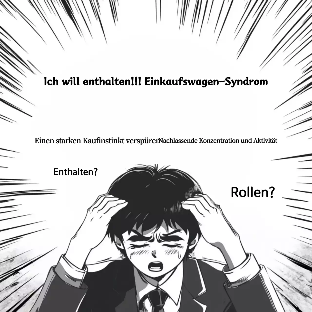 Schwarz-Weiß-Cartoon-Parodie zum Einkaufen