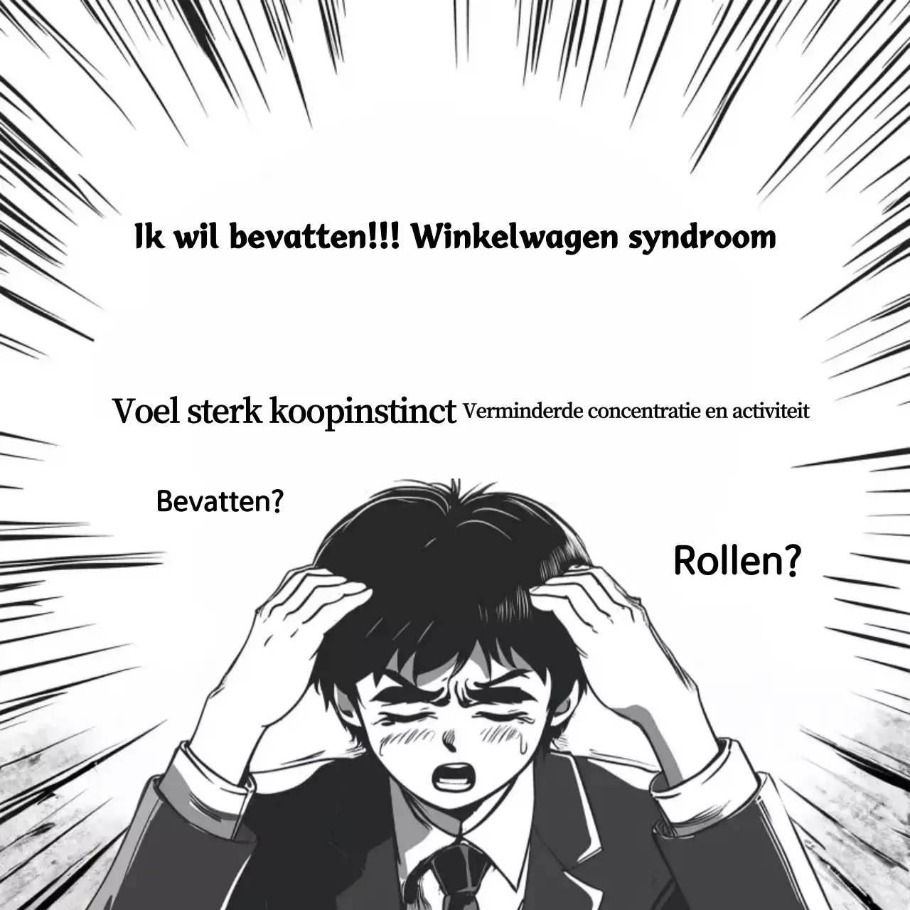 Zwart-wit cartoonwinkelparodie