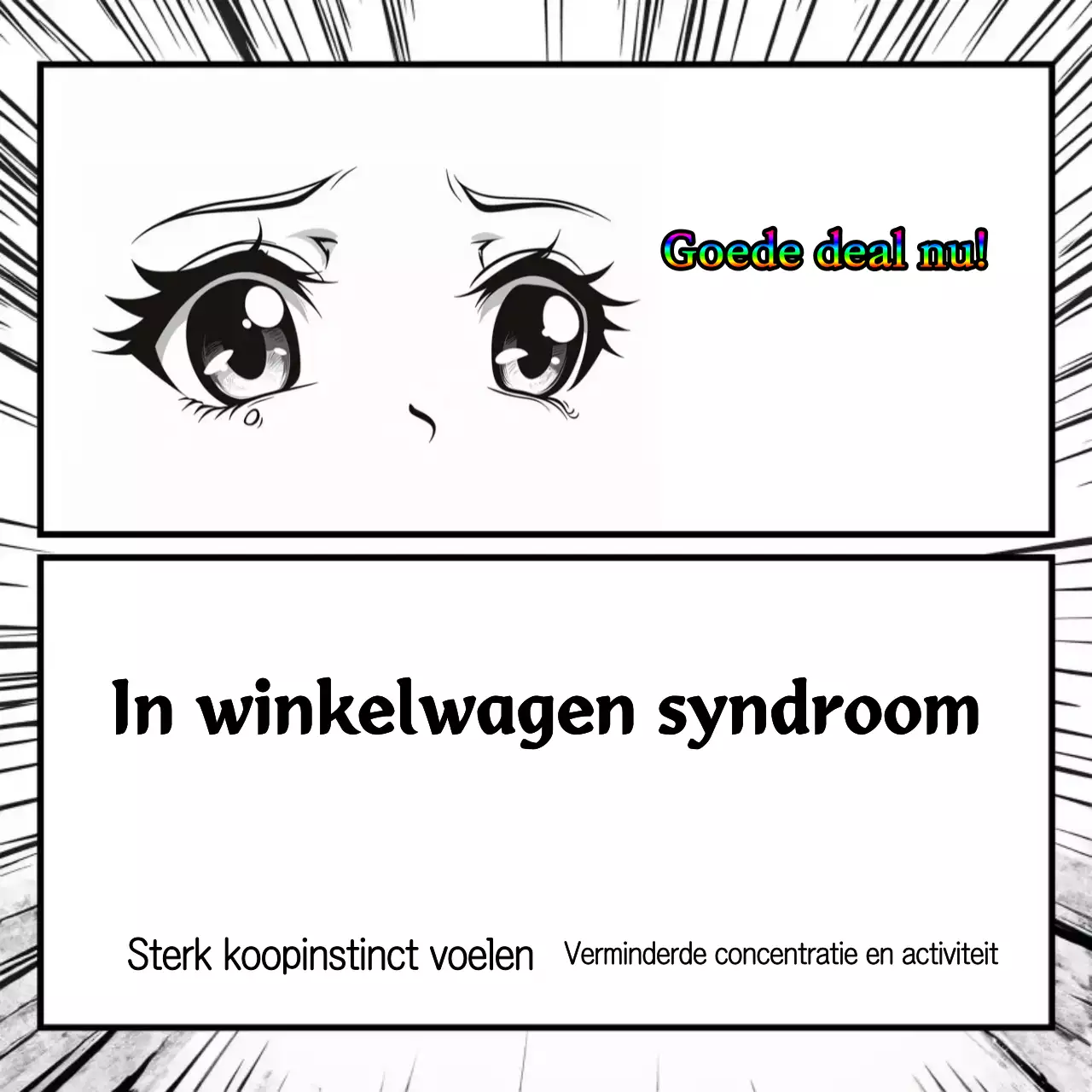 Zwart-wit cartoon shopping tweet