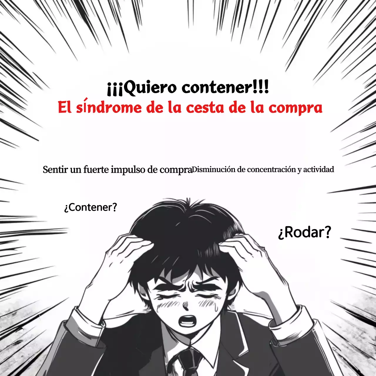 Parodia de dibujos animados en blanco y negro sobre compras