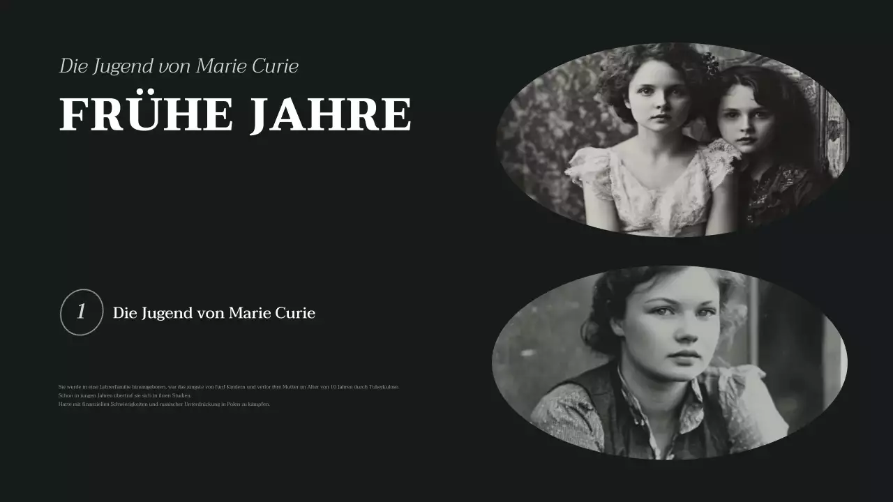 schwarz-beige klassischer Biographie-Vortrag