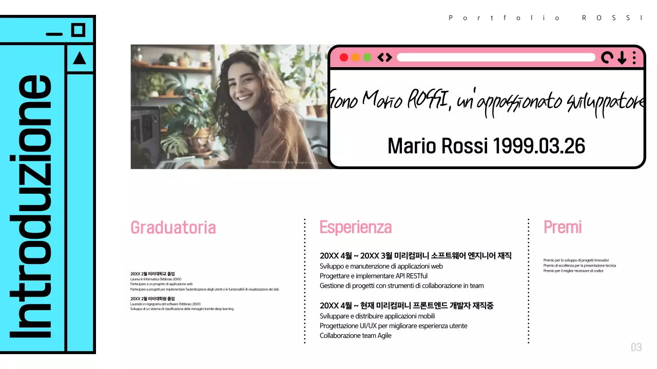 Portafoglio software moderno di colore azzurro