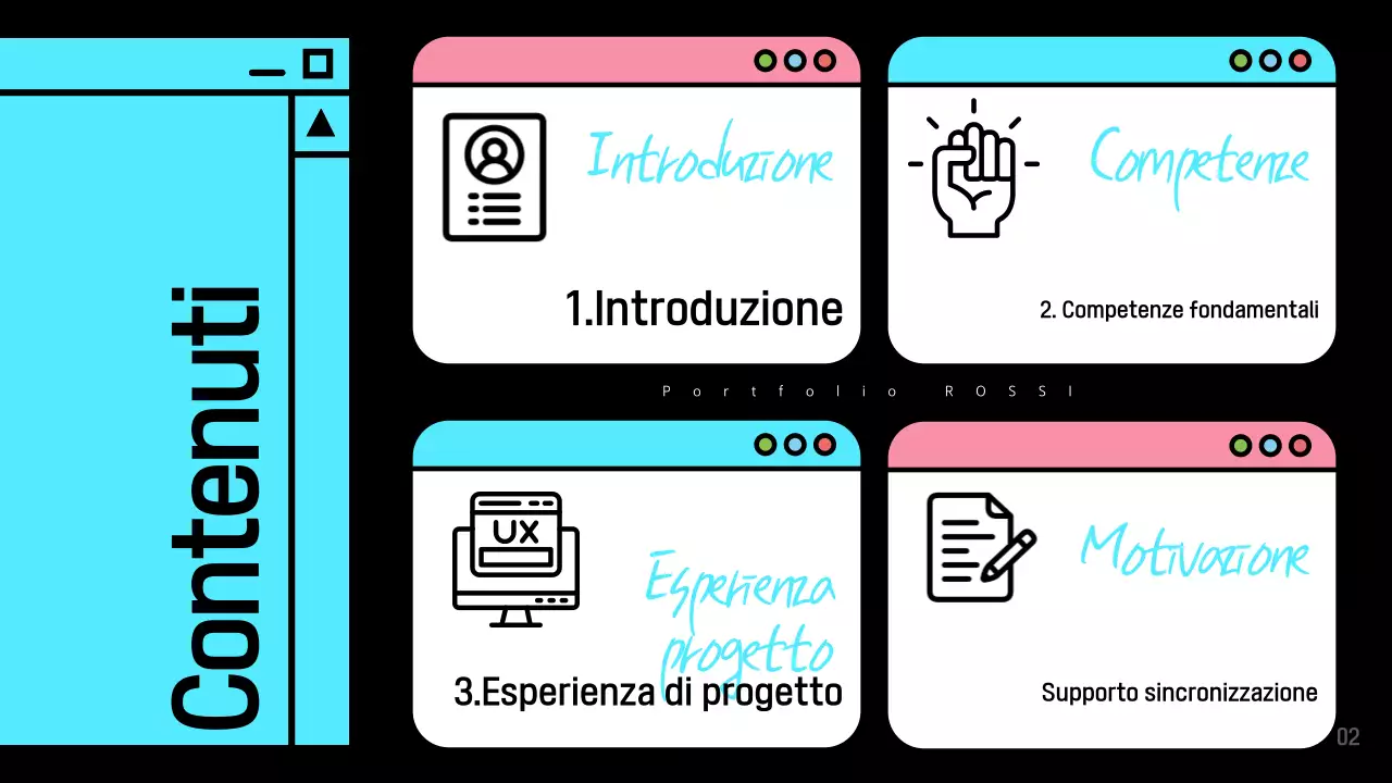 Portafoglio software moderno di colore azzurro