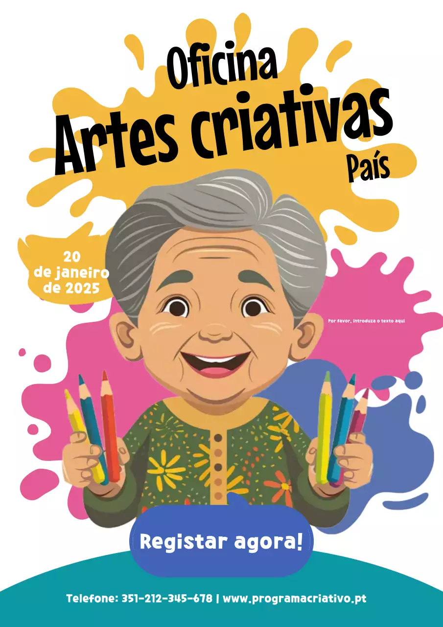 convite para workshop artístico colorido