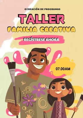 anuncio de taller creativo rosa