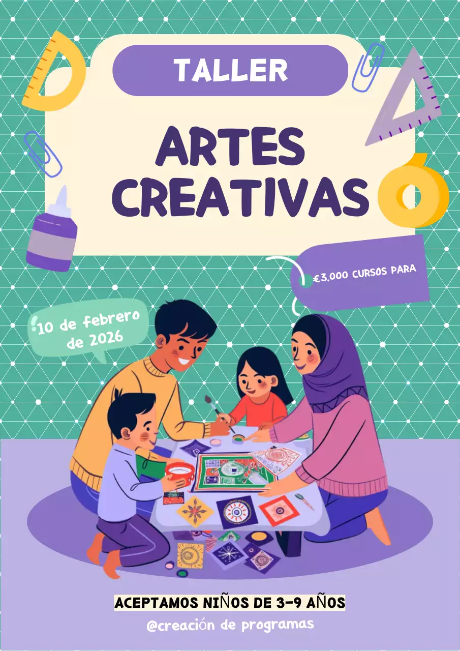 invitación al taller de arte creativo morado