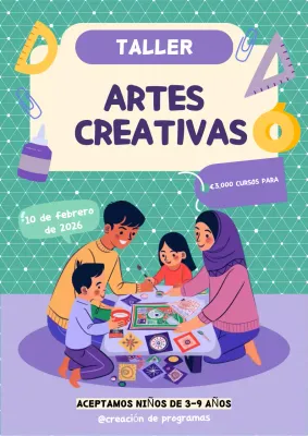 invitación al taller de arte creativo morado
