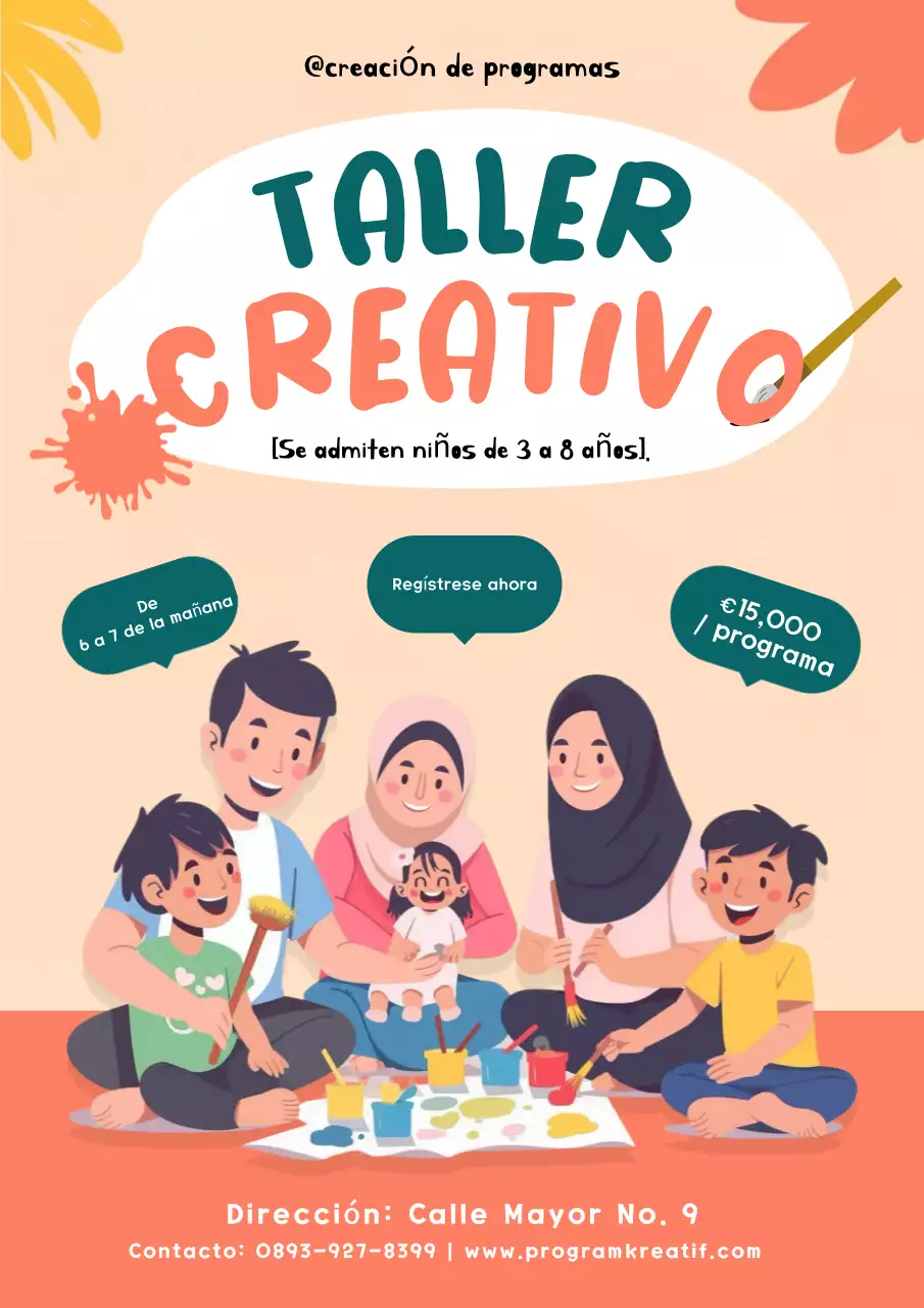 anuncio del taller lúdico naranja